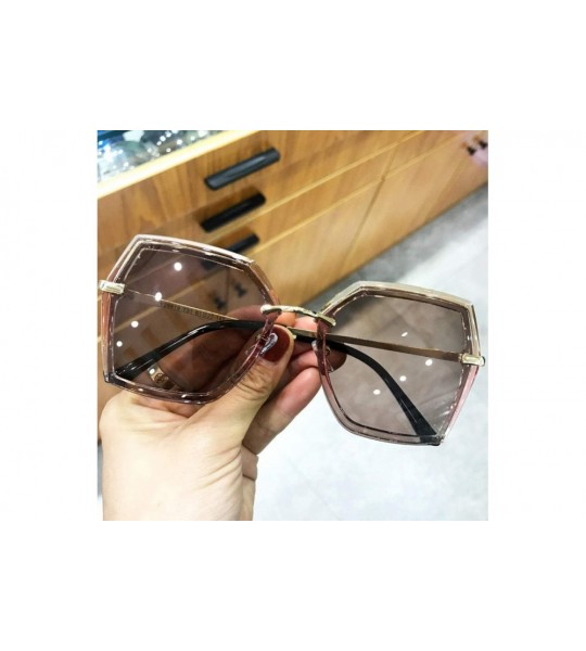 Square Large Frame Polarized Driving Sunglasses Female Square Fashion Cover Face Personality Sunglasses - CP18X7NTRYK $80.38