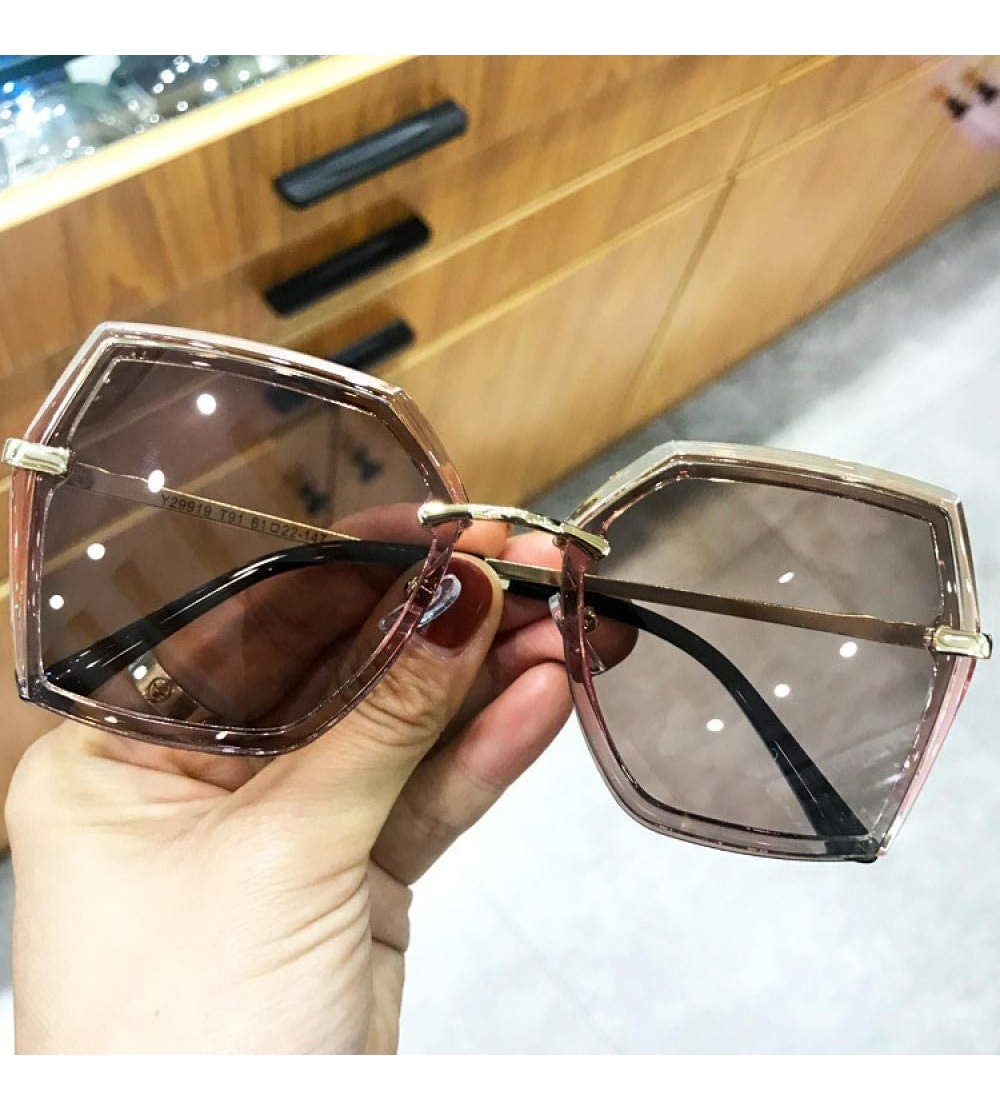 Square Large Frame Polarized Driving Sunglasses Female Square Fashion Cover Face Personality Sunglasses - CP18X7NTRYK $80.38