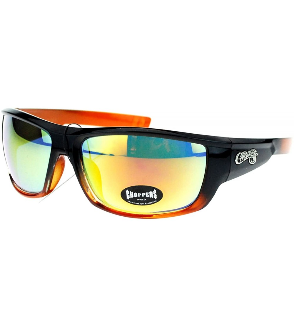 Rectangular Mens Skater Motorcross Warp Biker Rectangular Sport Plastic Sunglasses - Black Orange - C311VP7TH0X $19.77