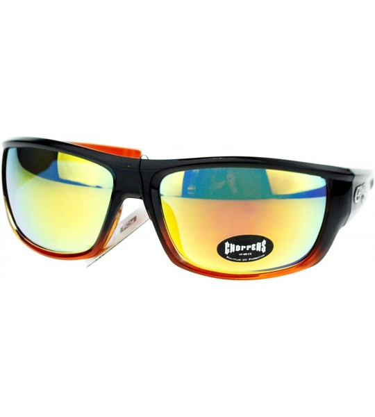 Rectangular Mens Skater Motorcross Warp Biker Rectangular Sport Plastic Sunglasses - Black Orange - C311VP7TH0X $19.77