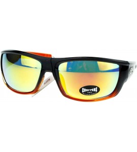 Rectangular Mens Skater Motorcross Warp Biker Rectangular Sport Plastic Sunglasses - Black Orange - C311VP7TH0X $19.77