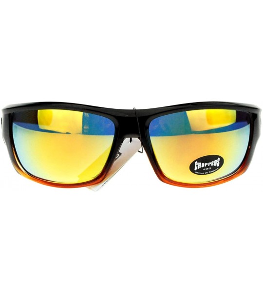 Rectangular Mens Skater Motorcross Warp Biker Rectangular Sport Plastic Sunglasses - Black Orange - C311VP7TH0X $19.77