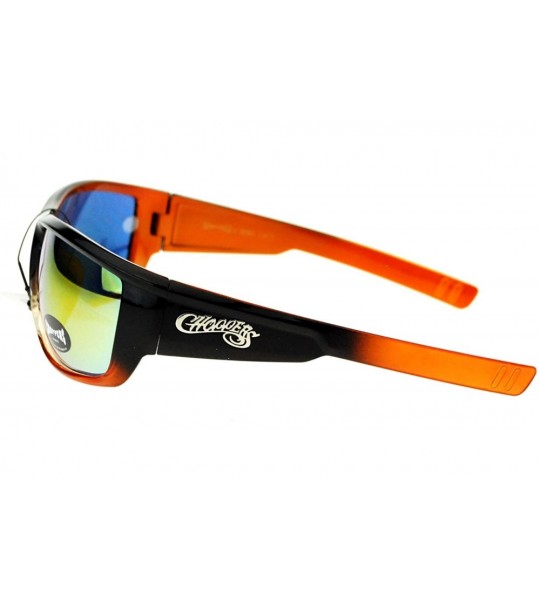 Rectangular Mens Skater Motorcross Warp Biker Rectangular Sport Plastic Sunglasses - Black Orange - C311VP7TH0X $19.77