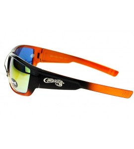 Rectangular Mens Skater Motorcross Warp Biker Rectangular Sport Plastic Sunglasses - Black Orange - C311VP7TH0X $19.77