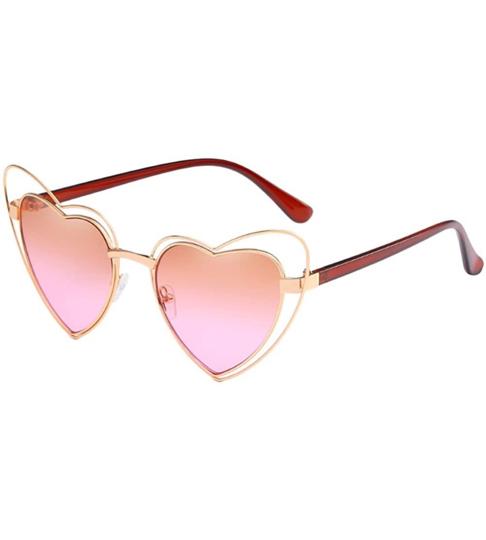 Sport Heart-shaped Sunglasses Driving Glasses Traveling Holiday UV Protection - Brown&pink - CC18DLZI6CO $28.02