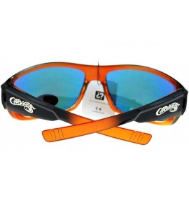 Rectangular Mens Skater Motorcross Warp Biker Rectangular Sport Plastic Sunglasses - Black Orange - C311VP7TH0X $19.77