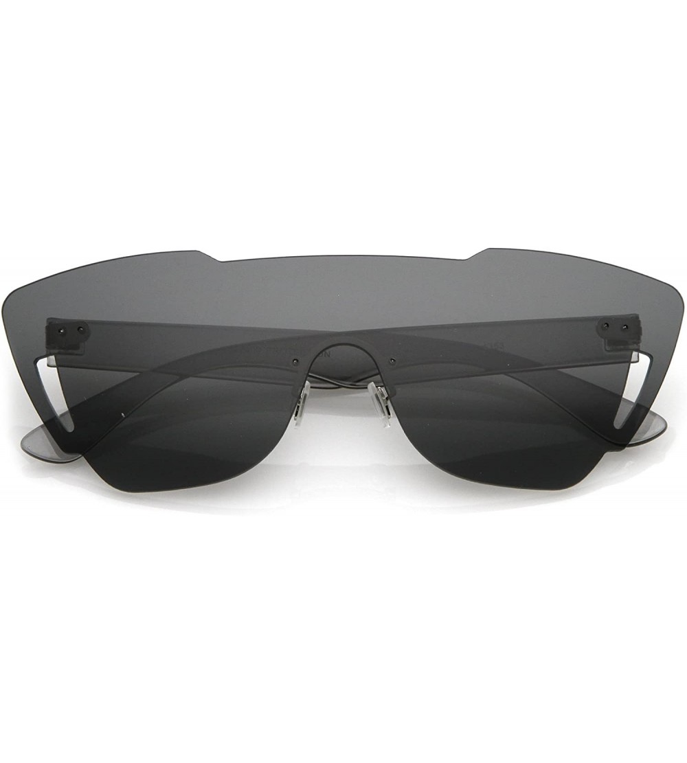 Rimless Oversize Rimless Cutout Thick Arms Tinted Mono Lens Shield Sunglasses 73mm - Smoke - C717Z7093S5 $22.28
