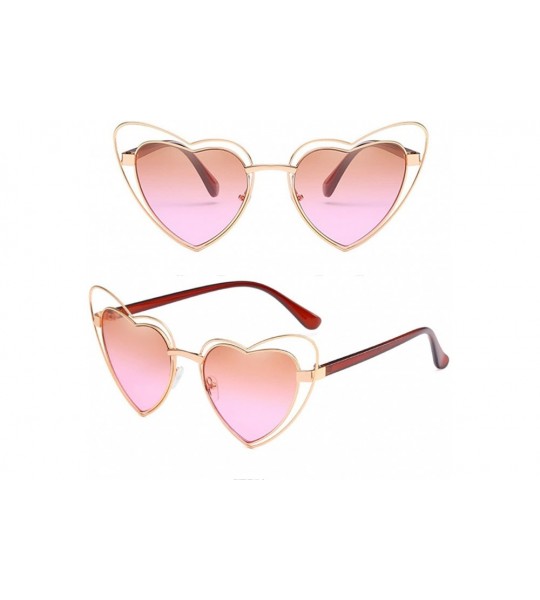 Sport Heart-shaped Sunglasses Driving Glasses Traveling Holiday UV Protection - Brown&pink - CC18DLZI6CO $28.02