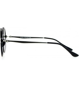 Round Unisex Fashion Sunglasses Round Circle Horn Rim Frame Flat Mirror Lens - Black Silver (Silver Mirror) - CN1882YTO6L $21.25