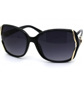 Oversized Womens Rhinestone Butterfly Designer Fashion Plastic Sunglasses - Black Smoke - CS18WMQCQ76 $23.40