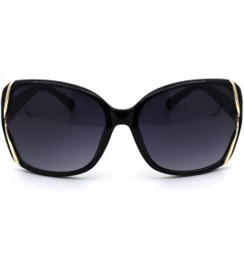 Oversized Womens Rhinestone Butterfly Designer Fashion Plastic Sunglasses - Black Smoke - CS18WMQCQ76 $23.40