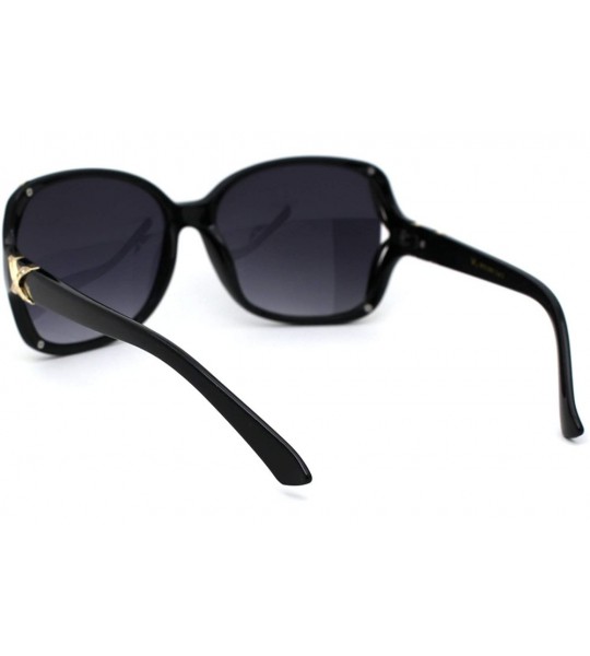 Oversized Womens Rhinestone Butterfly Designer Fashion Plastic Sunglasses - Black Smoke - CS18WMQCQ76 $23.40