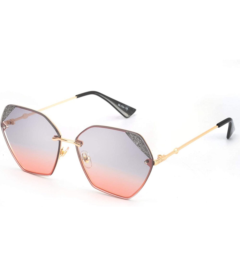 Sport Sunglasses for Women Fashion Polygonal Rimless Metal Frame Women Stylish Shades - Silverpink - C818WKN43YW $28.46
