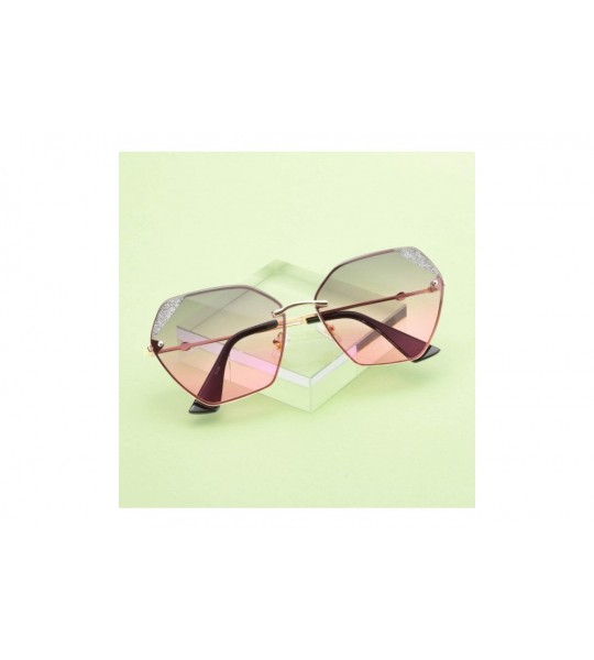 Sport Sunglasses for Women Fashion Polygonal Rimless Metal Frame Women Stylish Shades - Silverpink - C818WKN43YW $28.46