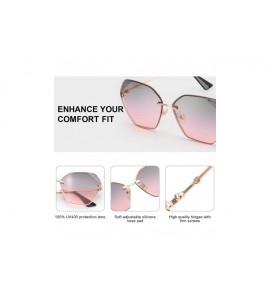 Sport Sunglasses for Women Fashion Polygonal Rimless Metal Frame Women Stylish Shades - Silverpink - C818WKN43YW $28.46