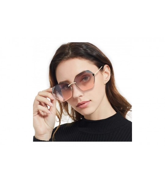 Sport Sunglasses for Women Fashion Polygonal Rimless Metal Frame Women Stylish Shades - Silverpink - C818WKN43YW $28.46