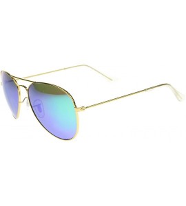 Aviator Premium Flash Mirror Lens Aviator Sunglasses (Nickel Plated Metal Frame) - Gold / Green Mirror - C812CIGLH0R $28.10