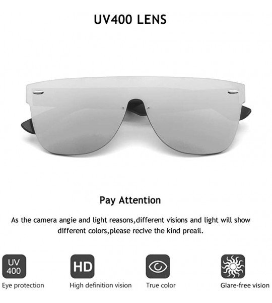 Sport Oversized Square Rimless Sunglasses Rectangular Mirrored Full Eyewear For Women Men - Silver Mirror - CA18NGE8UGH $31.49