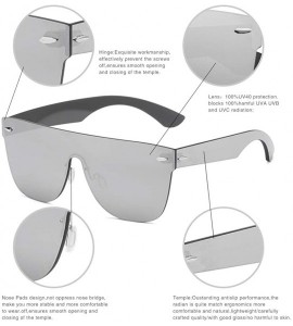 Sport Oversized Square Rimless Sunglasses Rectangular Mirrored Full Eyewear For Women Men - Silver Mirror - CA18NGE8UGH $31.49