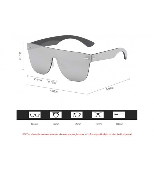 Sport Oversized Square Rimless Sunglasses Rectangular Mirrored Full Eyewear For Women Men - Silver Mirror - CA18NGE8UGH $31.49