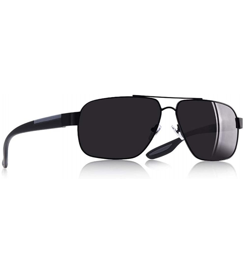 Square Square Frame Polarized Sunglasses for Men TR90 Elastic Leg UV400 - C1black Gray - C2199HQ6UQ0 $26.61