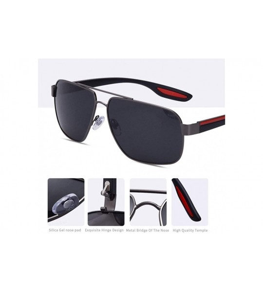 Square Square Frame Polarized Sunglasses for Men TR90 Elastic Leg UV400 - C1black Gray - C2199HQ6UQ0 $26.61