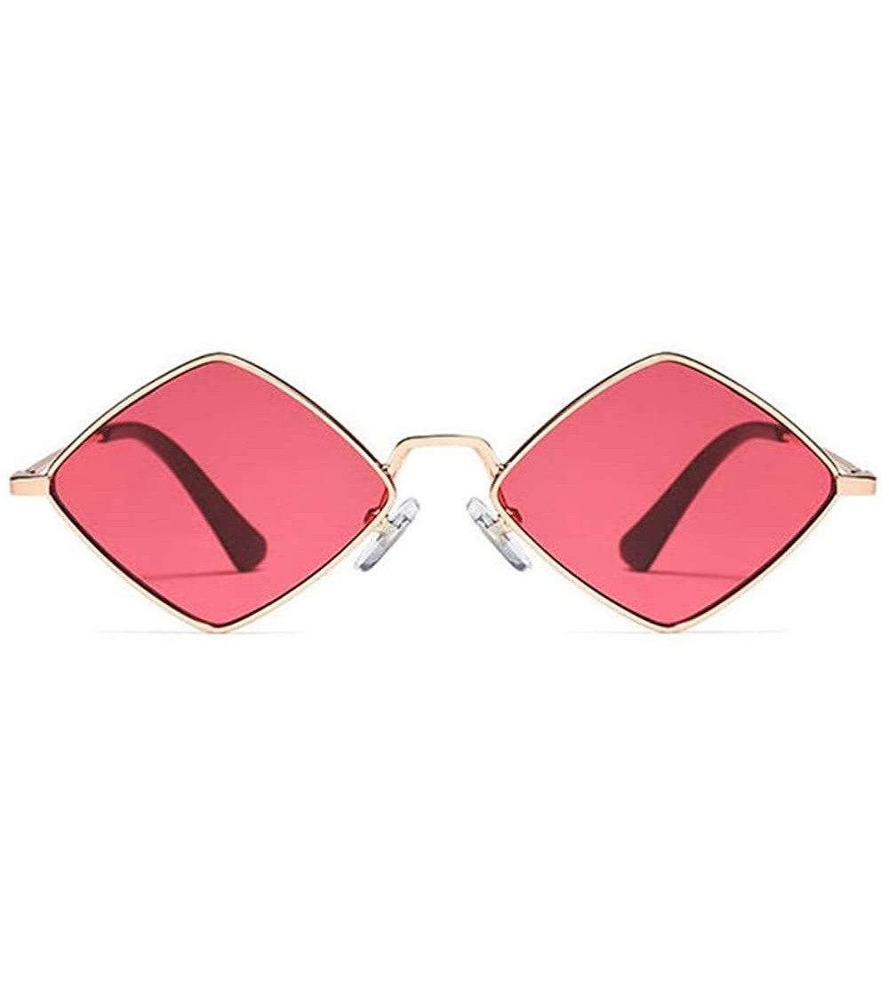 Oval Hip-Hop Irregular Metal Small Frame Clear Color Lens Sunglasses - Red - C618UYO0NX0 $22.27