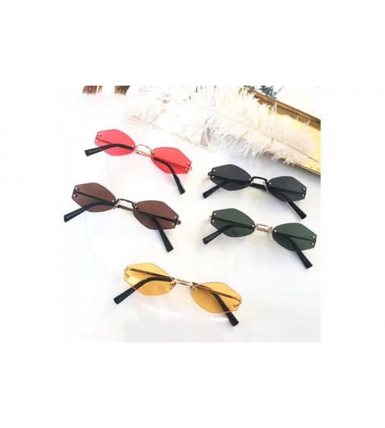 Aviator Vintage Small Round Sunglasses Women Retro Sun Glasses Female Oval Black C1 Red - C2 Yellow - C318XEC6ZGK $18.34