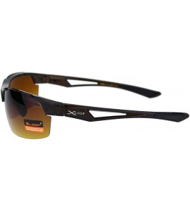 Wrap Xloop HD Sunglasses Mens Half Rim Light Weight Wrap Around Sports UV 400 - Brown - CC192LC4DWH $19.84