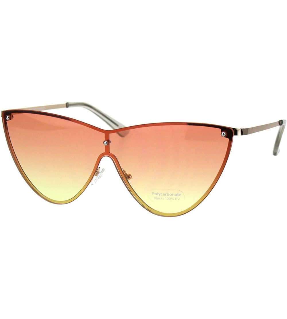 Oversized Womens Cateye Sunglasses Metal Rims Behind Ombre Color Lens UV 400 - Gold (Orange Yellow) - CM18QCMTZX4 $19.89
