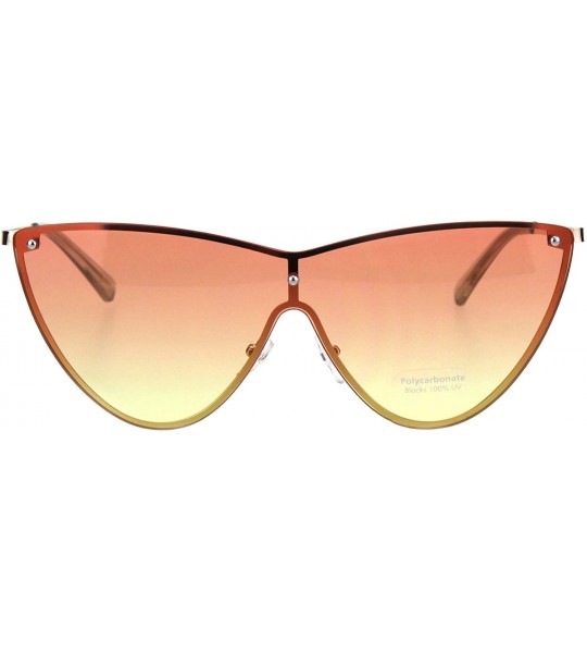 Oversized Womens Cateye Sunglasses Metal Rims Behind Ombre Color Lens UV 400 - Gold (Orange Yellow) - CM18QCMTZX4 $19.89