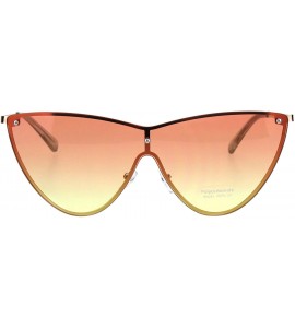 Oversized Womens Cateye Sunglasses Metal Rims Behind Ombre Color Lens UV 400 - Gold (Orange Yellow) - CM18QCMTZX4 $19.89