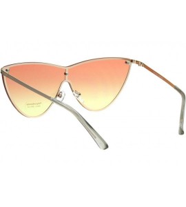 Oversized Womens Cateye Sunglasses Metal Rims Behind Ombre Color Lens UV 400 - Gold (Orange Yellow) - CM18QCMTZX4 $19.89