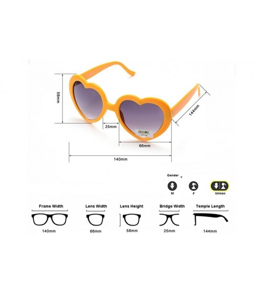 Round 6 Pack Neon Colors Heart Shape Sunglasses Party Favor Supplies - Yellow - CI18CGOTTI7 $20.05