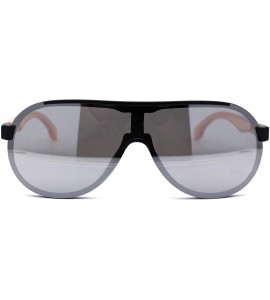 Shield Mens Exposed Lens Edge Plastic Shield Racer Sunglasses - Matte Black Orange Silver Mirror - CX197EHKKET $22.89