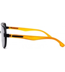 Shield Mens Exposed Lens Edge Plastic Shield Racer Sunglasses - Matte Black Orange Silver Mirror - CX197EHKKET $22.89