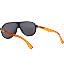 Shield Mens Exposed Lens Edge Plastic Shield Racer Sunglasses - Matte Black Orange Silver Mirror - CX197EHKKET $22.89