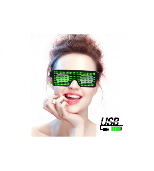 Square Glasses Rechargeable Animation Halloween Christmas - Led-green - CY18KY8IGAQ $24.37