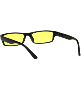 Goggle Mens Hippie Pimp Color Lens Narrow Rectangular Black Frame Sunglasses - Yellow - C318IIM6LGW $19.75
