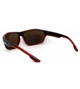 Sport Xloop Mens 2 Tone Plastic Rectangular Sport Warp Sunglasses - Red Black Blue Mirror - C61966RYCI2 $24.65