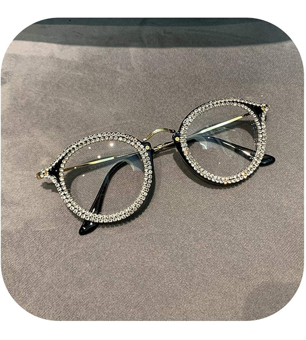 Sport Gold Rhinestone Cat Eye Sunglasses Women Er Shades Sun Glasses Men Vintage Metal Clear Eyewear UV400 Sunglass - C5199C9...