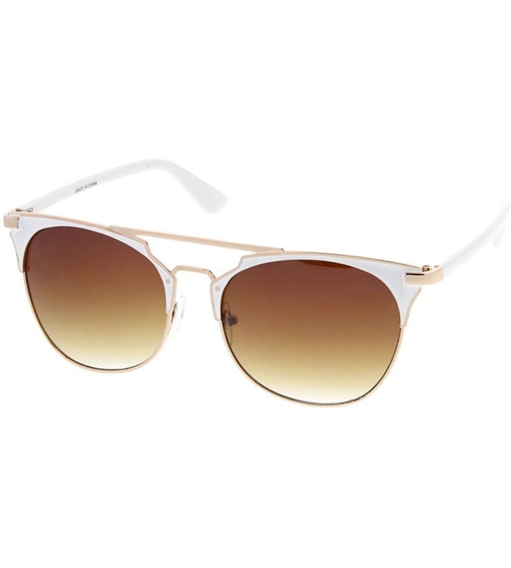 Wayfarer Retro Fashion Flat Top Double Wire Women Sunglasses Model S60W3181 - White - CW183RC5Q56 $18.41