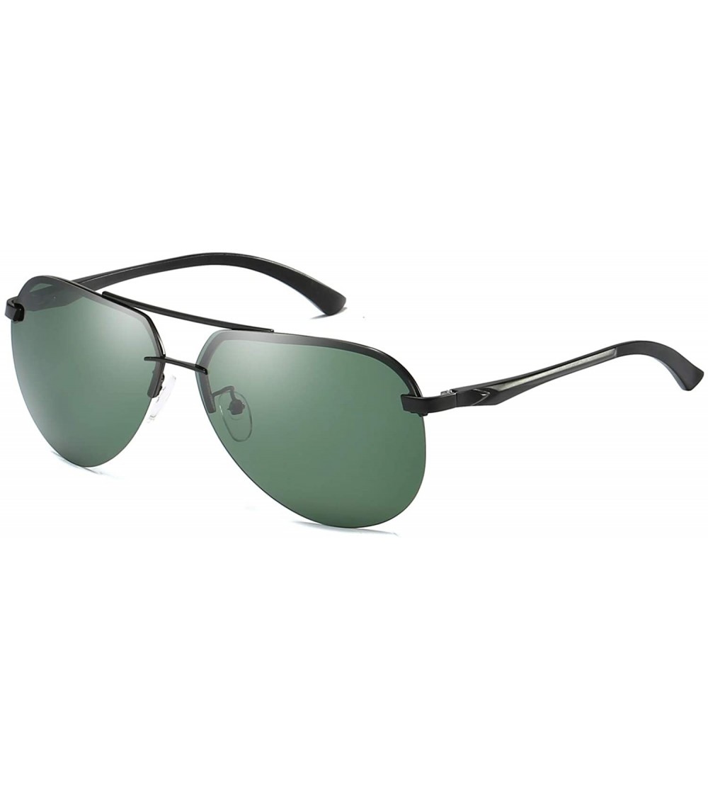 Aviator Classic Style Aviator Sunglasses Polarized 100% UV 400 Protection for Men - Black Frame/Green Lens - CV18XA9T30W $79.90
