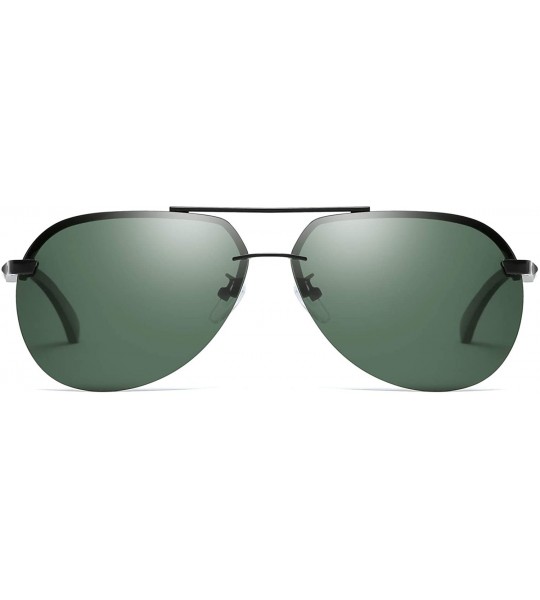 Aviator Classic Style Aviator Sunglasses Polarized 100% UV 400 Protection for Men - Black Frame/Green Lens - CV18XA9T30W $79.90