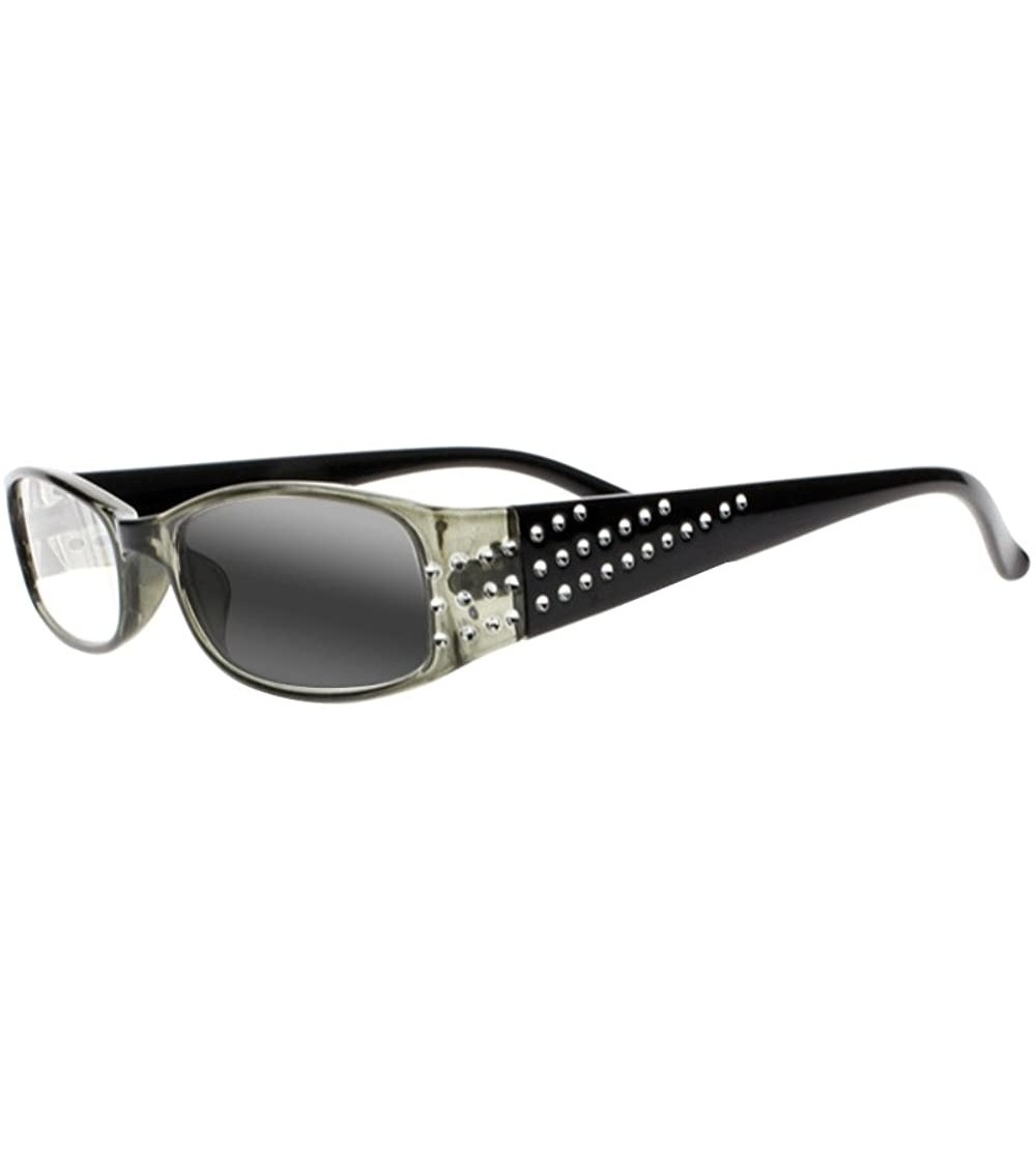 Rectangular Womens Full Rhinestones Transition Photochromic Reading Glasses UV400 Sunglasses - Black - CH18EEIXS2S $34.84