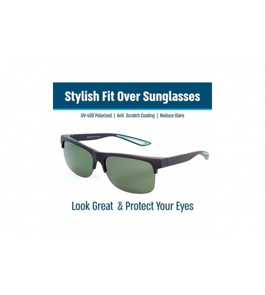 Wrap Fit Over Polarized Sunglasses Driving Clip on Sunglasses to Wear Over Prescription Glasses - Black-blue-green - C018SMOA...