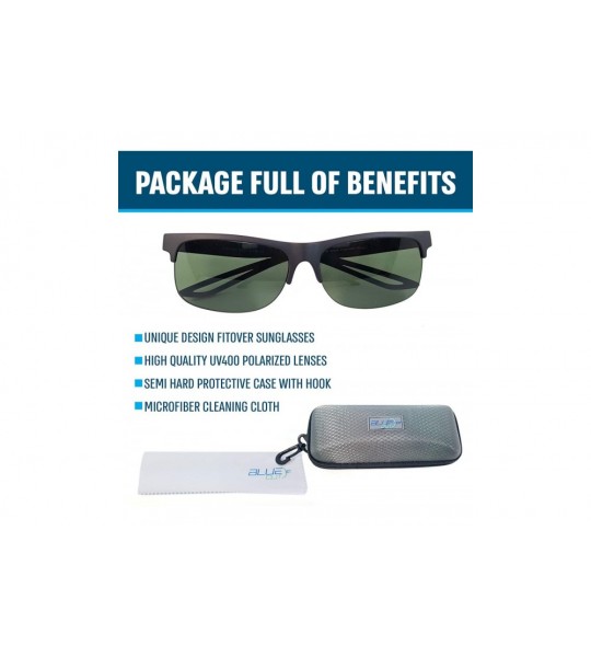 Wrap Fit Over Polarized Sunglasses Driving Clip on Sunglasses to Wear Over Prescription Glasses - Black-blue-green - C018SMOA...