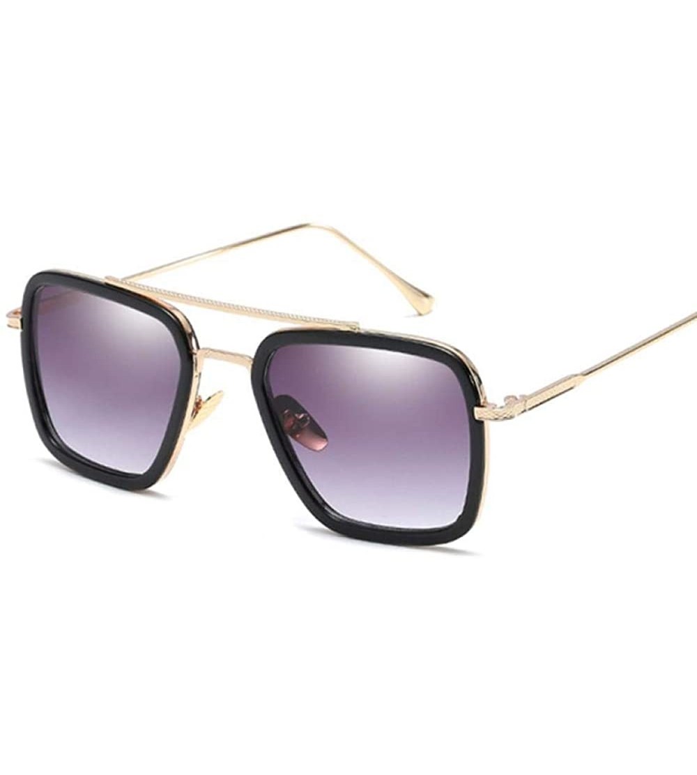 Oversized Sunglasses Men Vintage Brand Designer Coating Sun Glasses Women Gold Brown - Gold Double Gray - CO18Y2OYSN8 $17.87