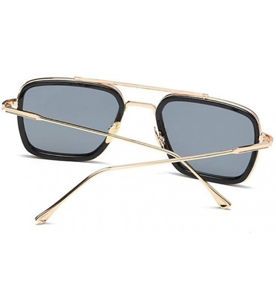 Oversized Sunglasses Men Vintage Brand Designer Coating Sun Glasses Women Gold Brown - Gold Double Gray - CO18Y2OYSN8 $17.87