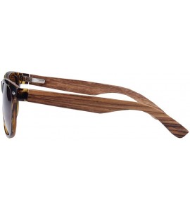 Wayfarer Wooden Sunglasses Zebra Wood Sunglasses With Speckled Havana Brown Frame and Brown Polarized Lens - CT18IEGC4EW $51.79